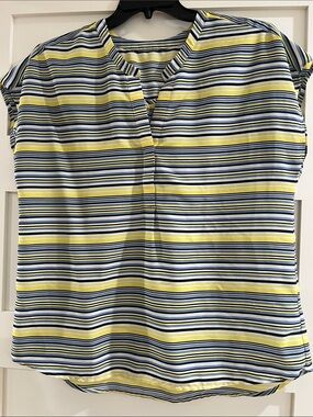 Striped Short-Sleeve Women’s Top - Yellow & Blue